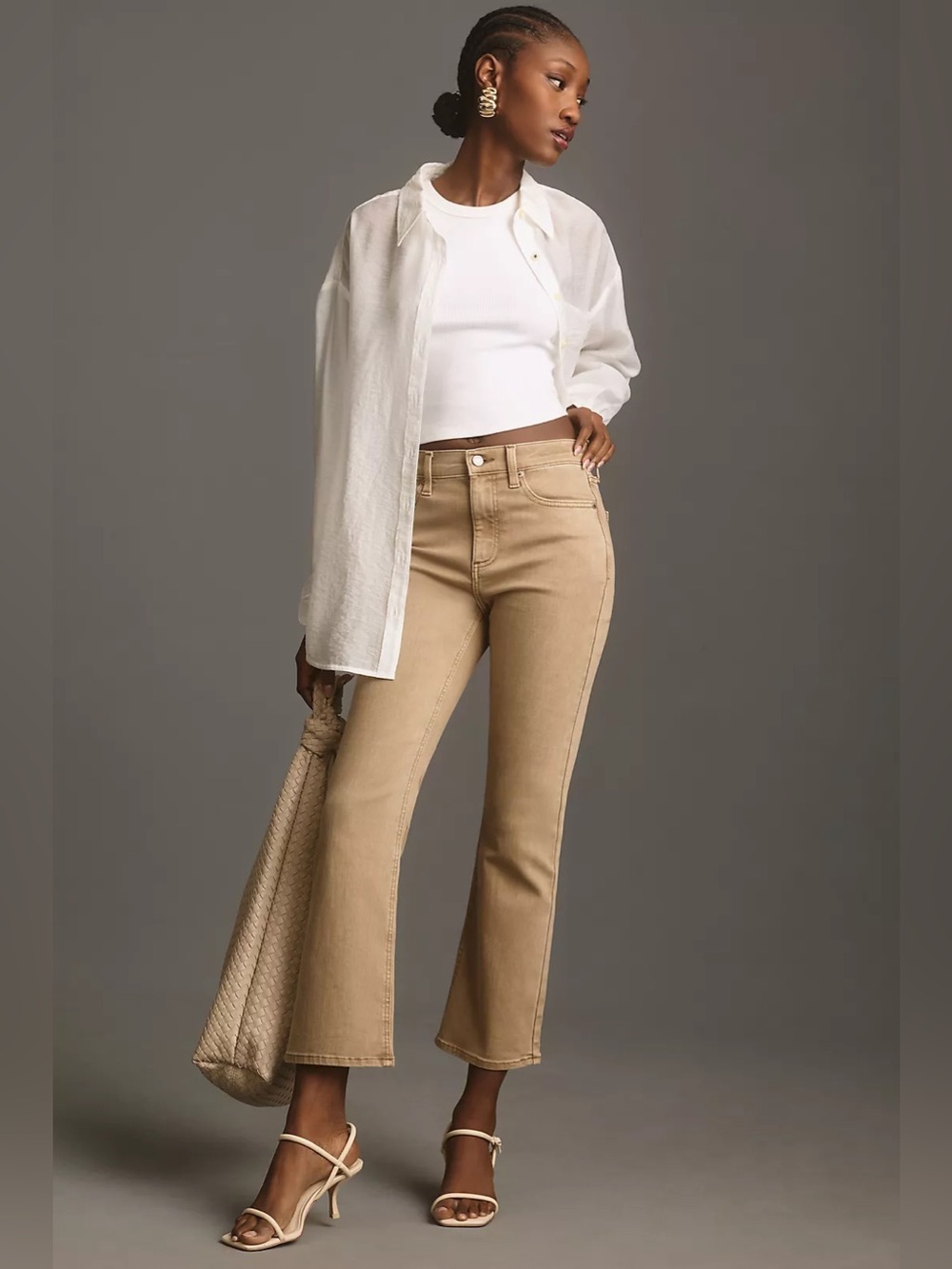 🆕 Pistola Lennon High-Rise Crop Flare Beige Ankle Jeans NWT SZ 24
